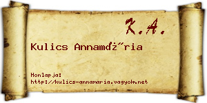 Kulics Annamária névjegykártya